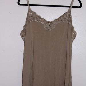 Lane Bryant Tan Beaded Lace Cami